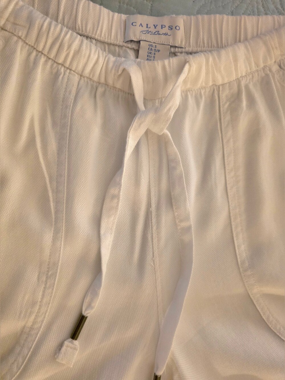 White Wide-Leg Drawstring Pants - Picture 2 of 11